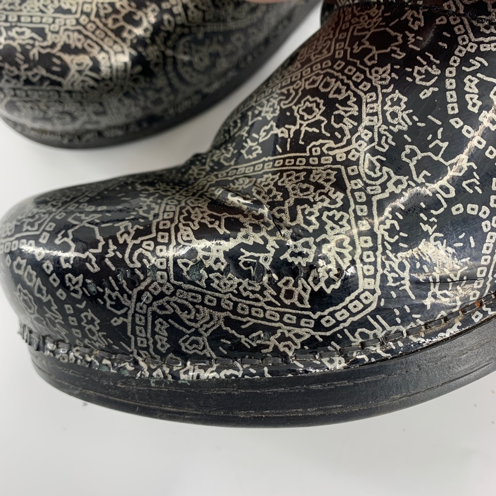 Dansko Metallic Black And Silver Clogs Size 42 - image 6